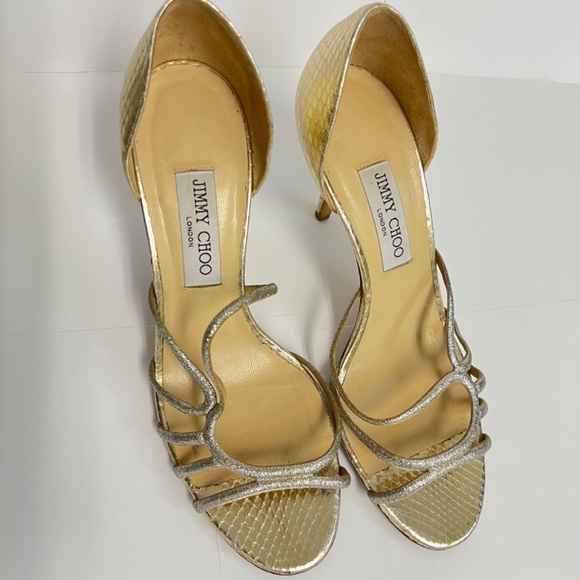 Jimmy Choo Straits D’Orsay Gold Heels - Picture 13 of 14